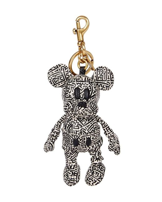 COACH White X Disney X Keith Haring Printed Leather Keyring