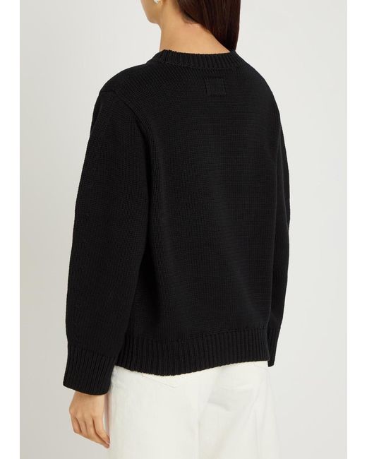 Totême Black Knitted Cotton-Blend Jumper