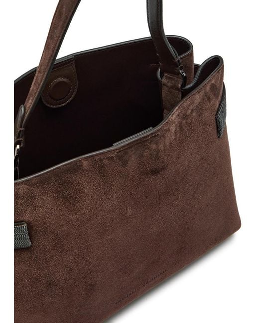 Brunello Cucinelli Brown Suede Tote Bag