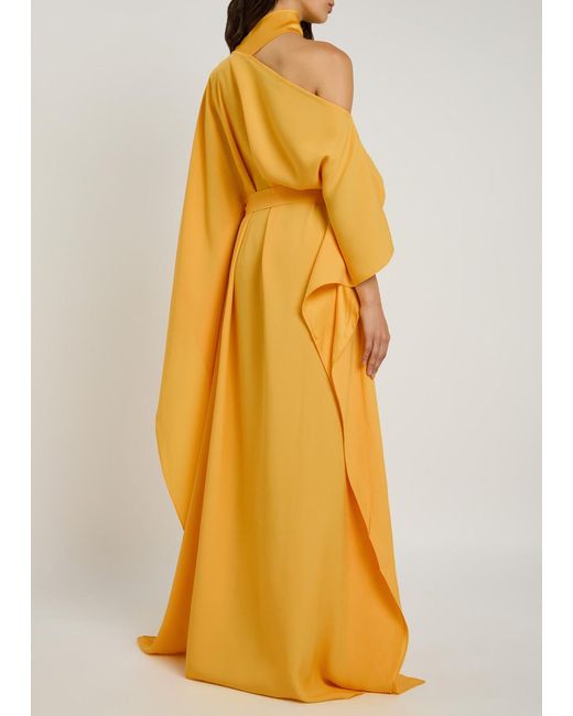 Taller Marmo Yellow Taylor Crepe Maxi Kaftan Dress