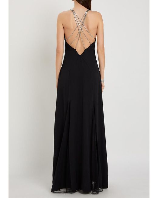 Anna October Black Ariadne Embellished Stretch-Crepe Maxi Dress