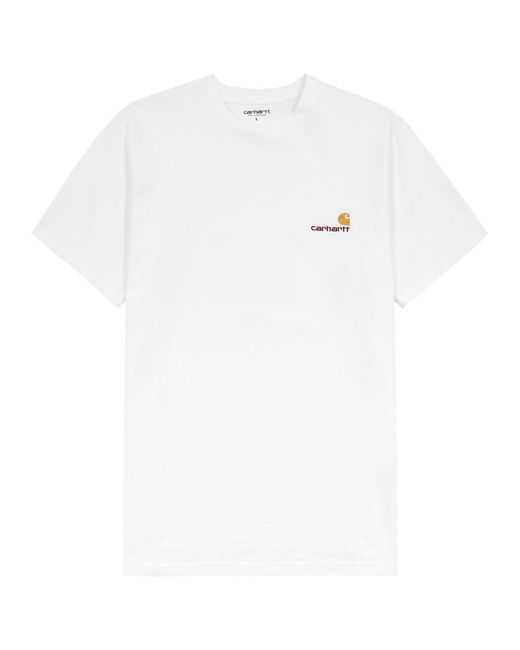 Carhartt White American Script Logo-Embroidered Cotton T-Shirt for men