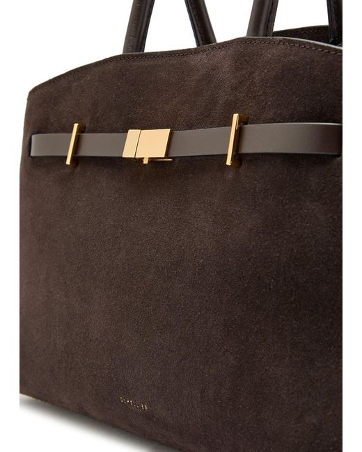 DeMellier London Brown The Hudson Midi Grained Leather Top Handle Bag