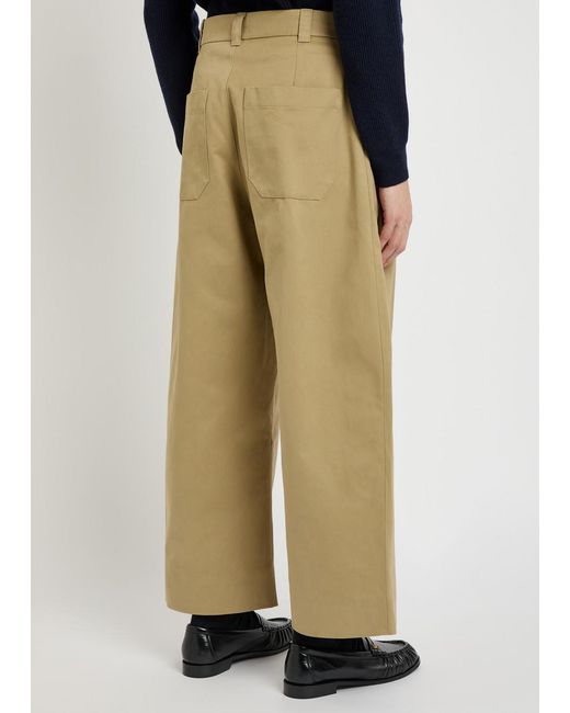 Studio Nicholson Natural Peached Pleated Wide-Leg Cotton-Twill Trousers for men