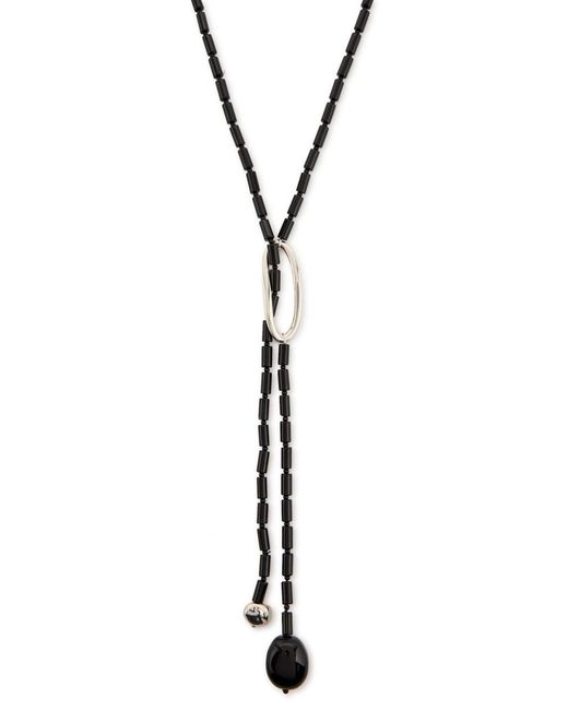 Agmes Black Annaya Lariat Sterling Beaded Necklace