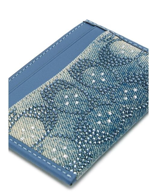 COACH Blue Embellished And Leather Card Holder