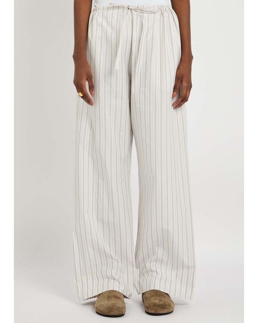 パンツ THE ROW HYPNOSTA STRIPED COTTON TROUSERS THE ROW Hypnosta striped cotton-poplin wide-leg pants | NET