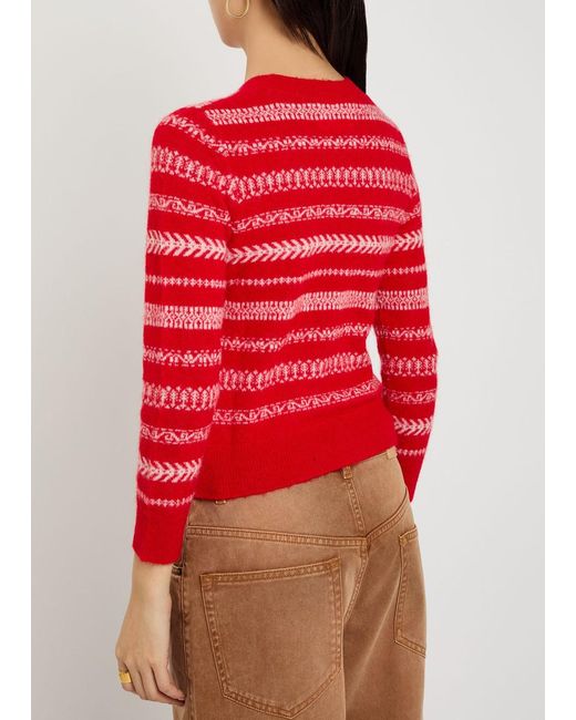 Isabel Marant Red Amity Fair Isle Brushed Alpaca-Blend Jumper