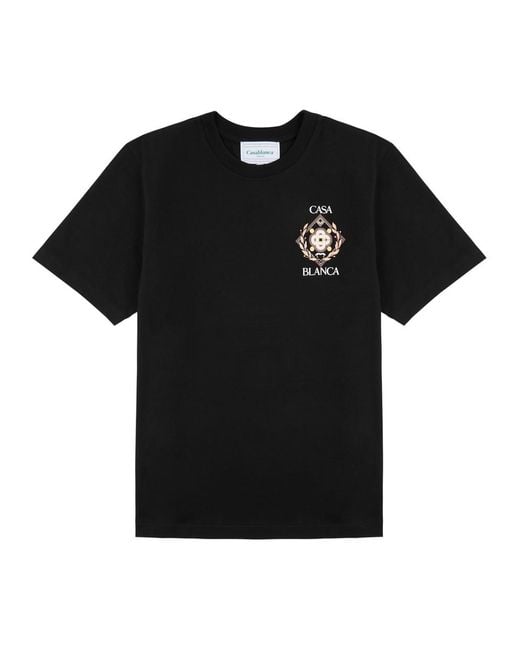 CASABLANCA Black Championship Printed Cotton T-shirt for men