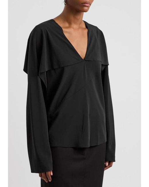 Helmut Lang Black Silk Crepe De Chine Blouse