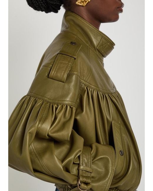 Chloé Green Cropped Leather Jacket