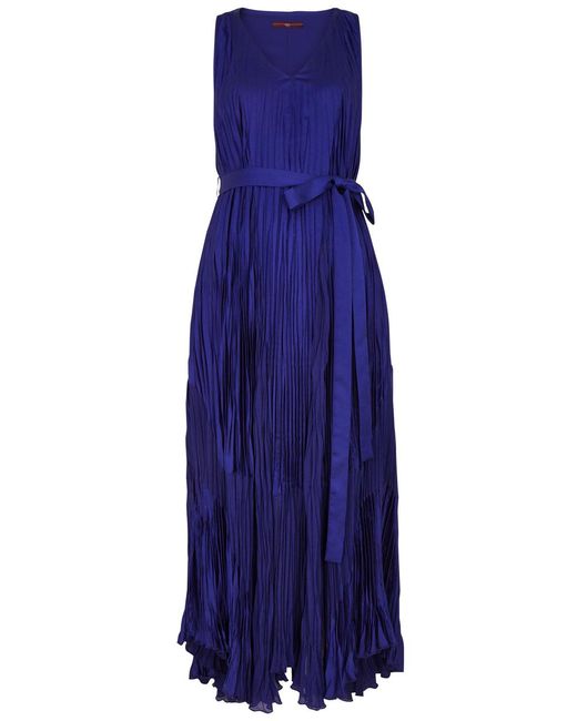 High Purple Finery Plissé Satin Maxi Dress