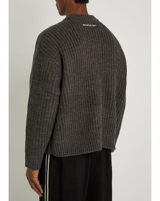 MKI Miyuki-Zoku Gray Ribbed Knit Jumper for men