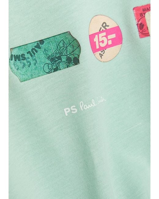Paul Smith Green A Row Printed Cotton T-Shirt for men