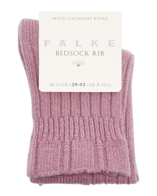Falke Pink Bedsock Rib Wool-blend Socks