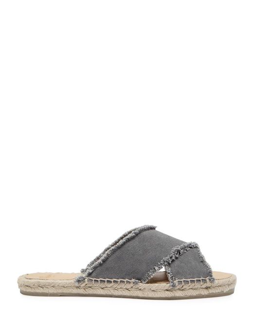 Castaner Gray Palmera Distressed Canvas Espadrille Sliders