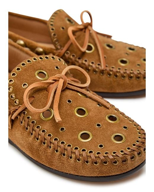 Isabel Marant Brown Fitza Studded Suede Loafers
