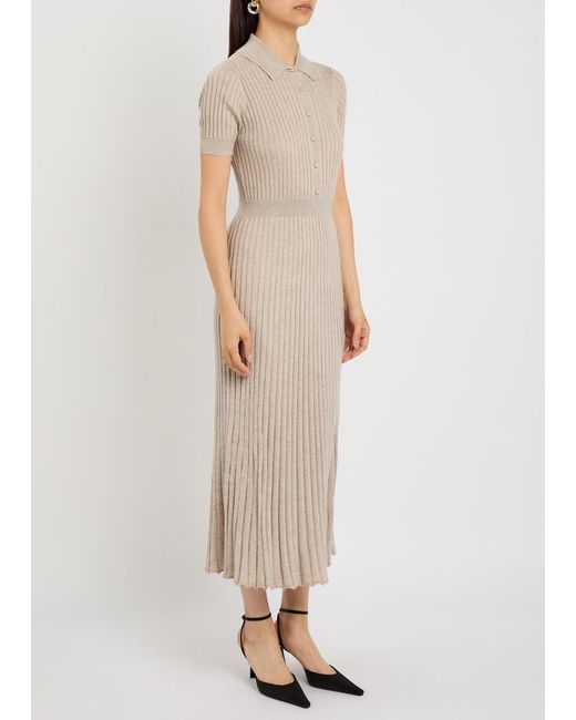 Gabriela Hearst Natural Amor Ribbed Cashmere-Blend Midi Dress