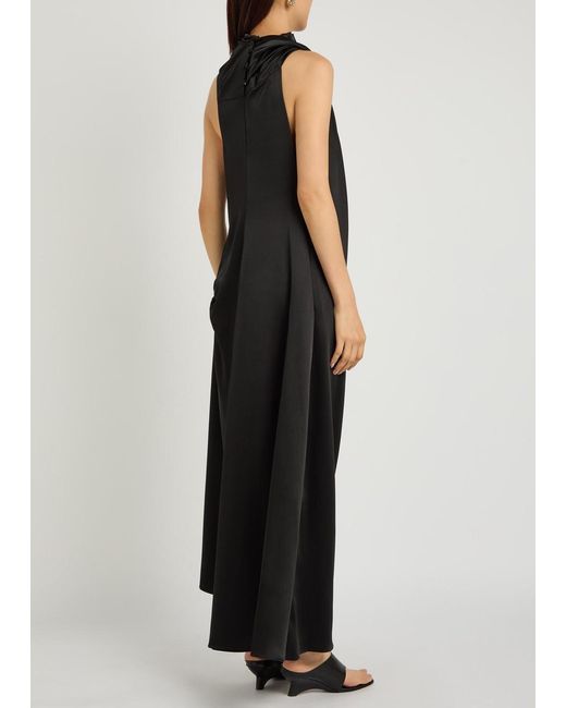 Heirlome Black Kate Draped Silk Midi Dress