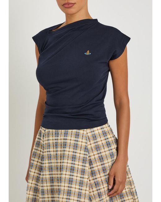 Vivienne Westwood Blue Hebo Asymmetric Cotton Top