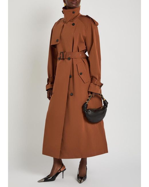 Saint Laurent Brown Double-Breasted Cotton And Silk-Blend Trench Coat