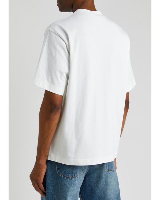 Acne White Logo-print Cotton T-shirt for men