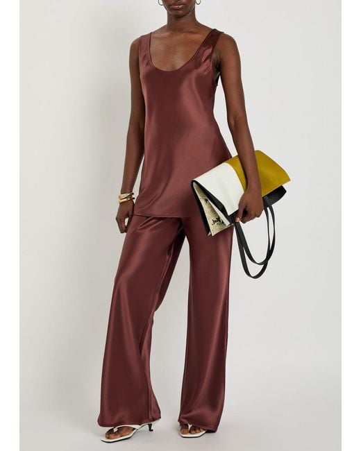 Shona Joy Purple Savanna Straight-Leg Satin Trousers