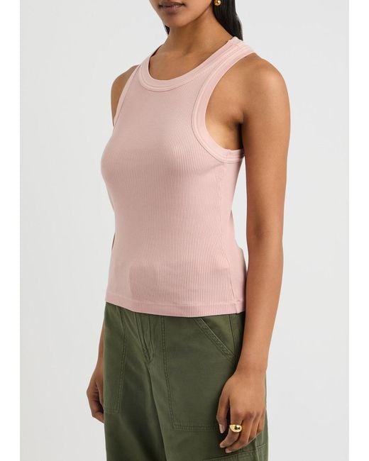 Citizens of Humanity Pink Isabel Ribbed Stretch-Jersey Tank
