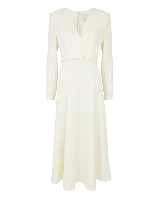 Roland Mouret White Belted Midi Dress