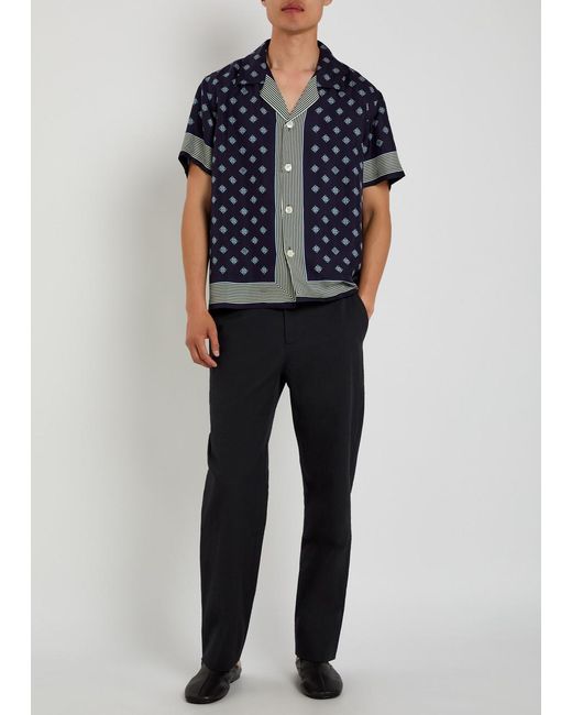 Bode Blue Foyer Printed Silk Shirt for men