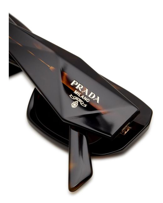 Prada Brown Rectangle-frame Sunglasses Designer-engraved Lenses, Designer-stamped Temples, 100% Uv Protection