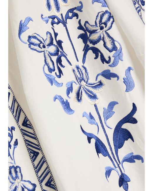 Emporio Sirenuse White Clodette Embroidered Cotton-Poplin Midi Dress