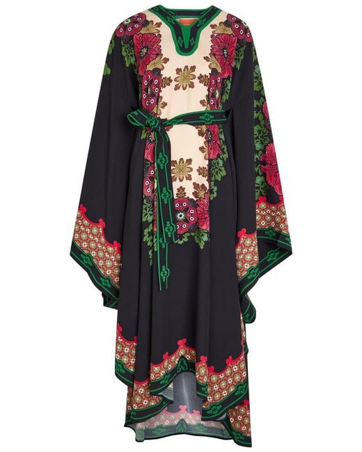 LaDoubleJ Multicolor Karis Floral-Print Crepe Midi Kaftan Dress
