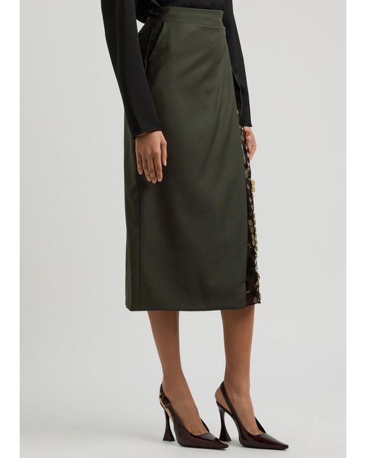 16Arlington Green Beatris Embellished Wool Midi Wrap Skirt