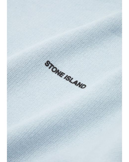 Stone Island Blue Logo-Print Cotton Sweatshirt for men