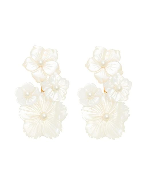 Jennifer Behr White Avani-Embellished 18Kt-Plated Drop Earrings