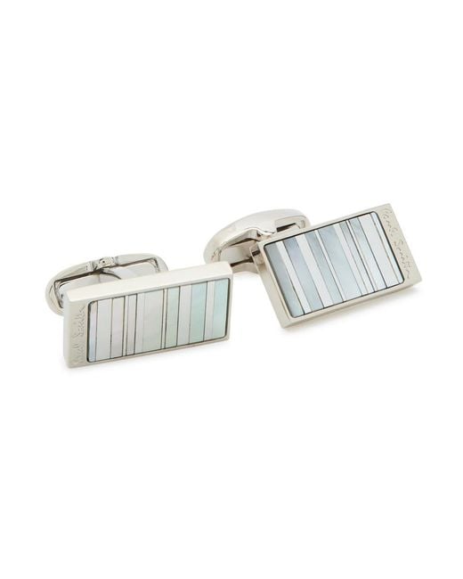 Paul Smith Metallic Signature Stripe Mother Of Pearl Cufflinks for men