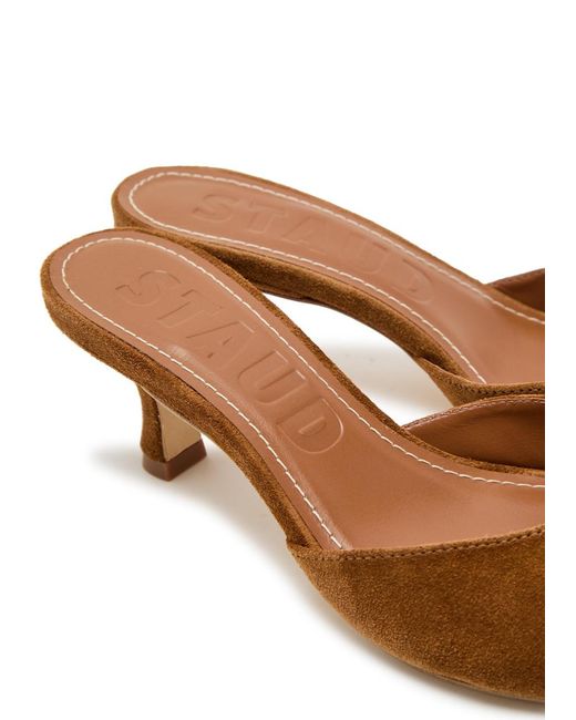 Staud Brown Brigitte 60 Brushed Suede Mules