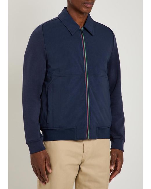 Paul Smith Blue Mixed Media Quilted Shell And Jersey Jacket for men