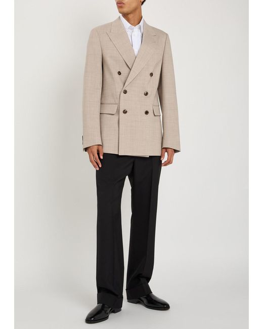 Dries Van Noten Natural Barry Double-Breasted Woven Blazer for men