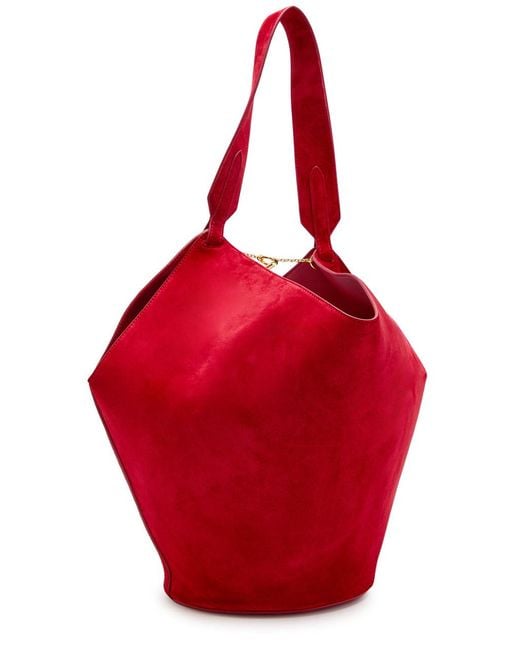Khaite Red Lotus Small Suede Tote