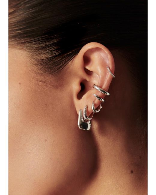 Missoma White X Lucy Williams Arco Small Rhodium-plated Hoop Earrings