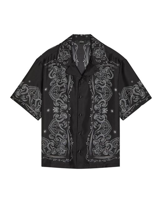 Amiri Black Bandana-Print Silk Shirt for men