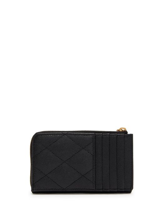 Saint Laurent Black Quilted Pebbled Leather Card Holder
