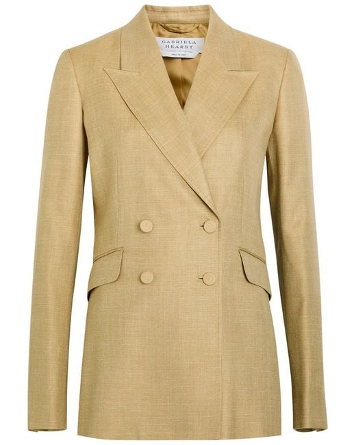 Gabriela Hearst Natural Angela Double-Breasted Wool And Silk-Blend Blazer