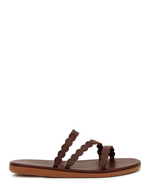 Ancient Greek Sandals Oceanis Brown Scalloped Leather Sandals | Lyst