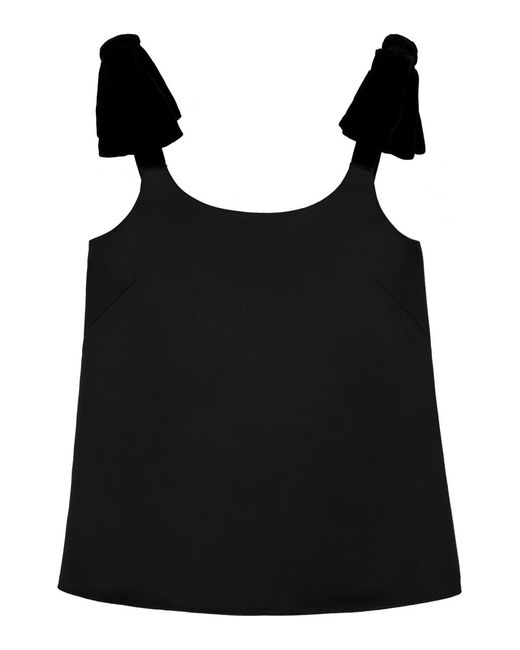 Chloé Black Bow-embellished Satin Top