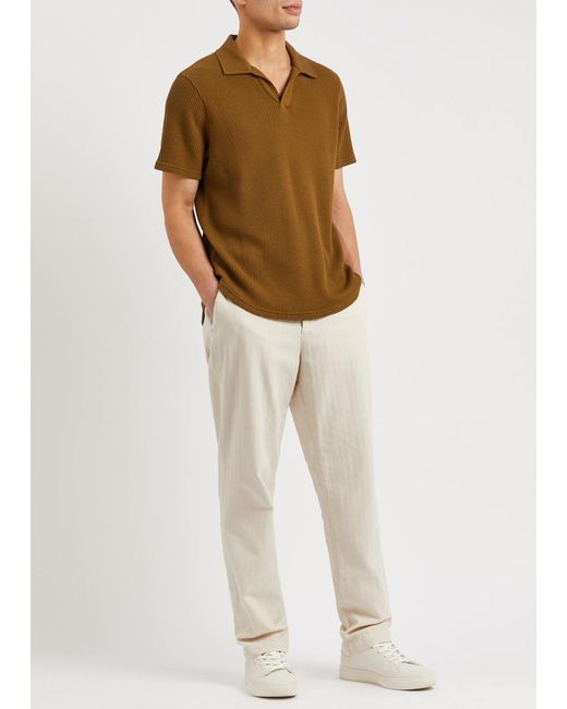 Oliver Spencer Natural Herringbone Cotton Trousers for men