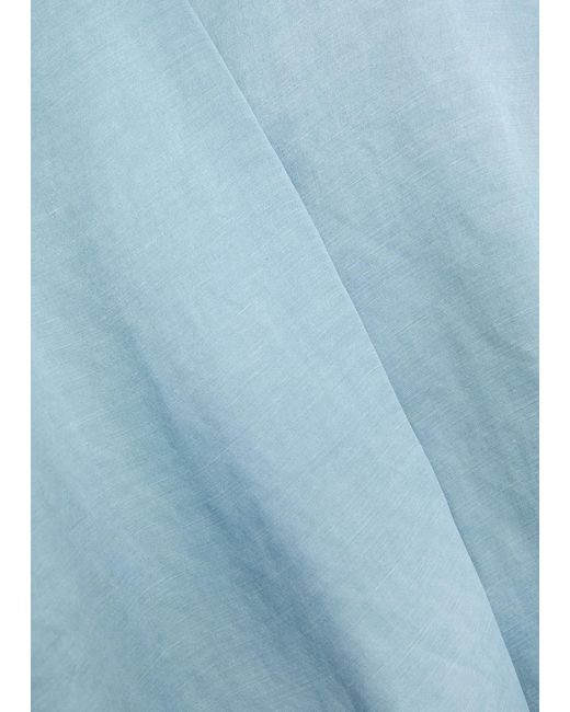 Eileen Fisher Blue Linen And Silk-Blend Jacket