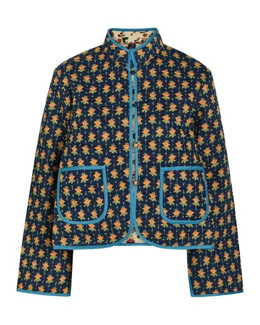 Polo Ralph Lauren Green Quilted Floral-Print Cotton Jacket